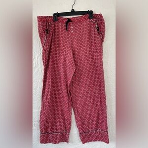 Victoria's Secret, 100% cotton Red Pajama Pants W/ Ribbon Bows Hankie Pattern; L